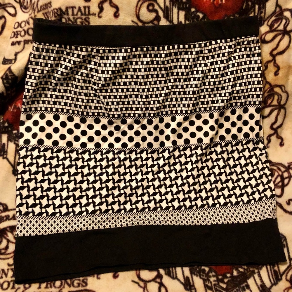Black and White Patterned Midi Skirt From Cato